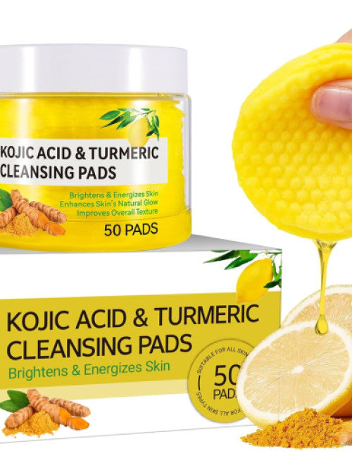 50 Pcs Turmeric Cleansing Pads,Kojic Acid and Turmeric Cleansing Pads - ShopzVibe