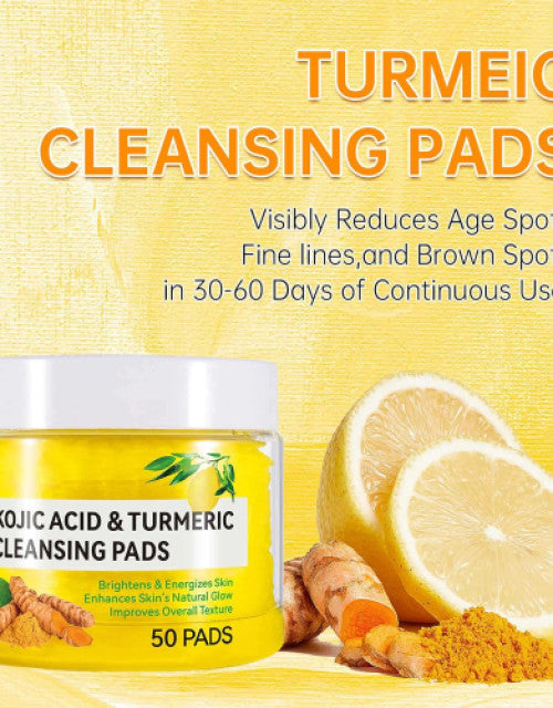 50 Pcs Turmeric Cleansing Pads,Kojic Acid and Turmeric Cleansing Pads - ShopzVibe