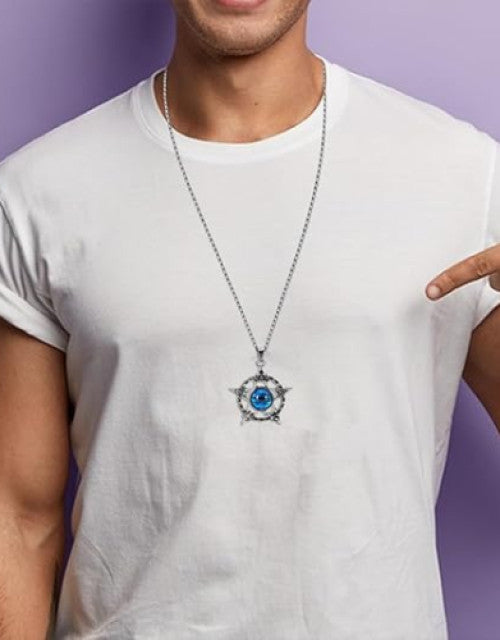 Blue Evil Eye Necklace for Men - ShopzVibe