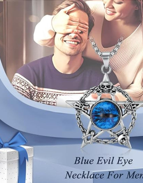 Blue Evil Eye Necklace for Men - ShopzVibe