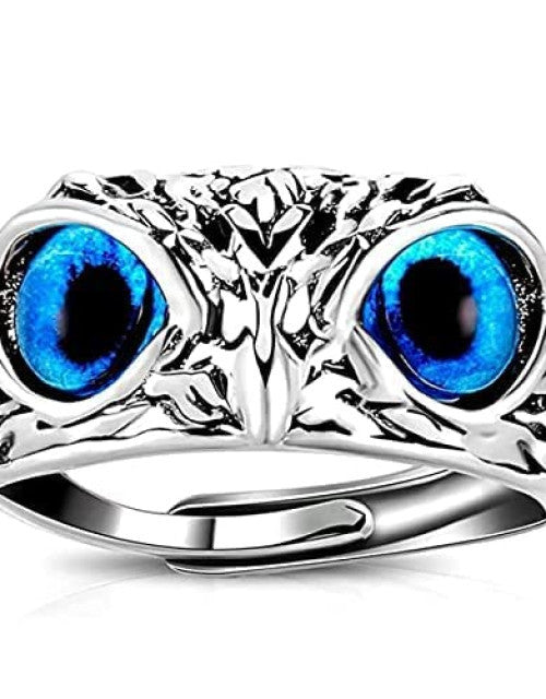 Blue Eye Owl Ring for Negative Energy Use Gents & Women - ShopzVibe