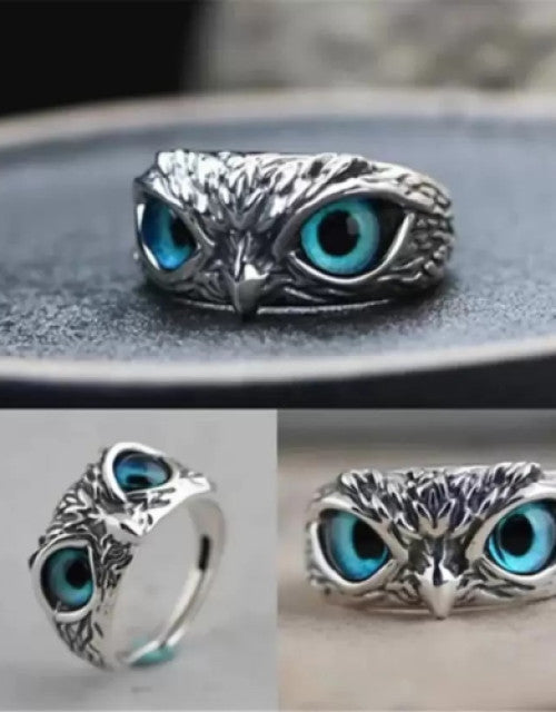 Blue Eye Owl Ring for Negative Energy Use Gents & Women - ShopzVibe