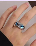 Blue Eye Owl Ring for Negative Energy Use Gents & Women - ShopzVibe