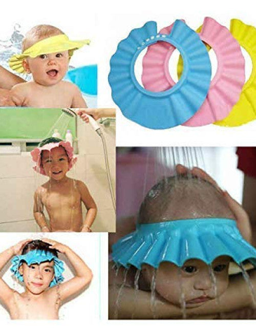 Collection Baby Shower Cap for Kids Adjustable Safe Soft Bathing Baby Shower Hair Wash Cap ( Pack Of 5 ) - ShopzVibe