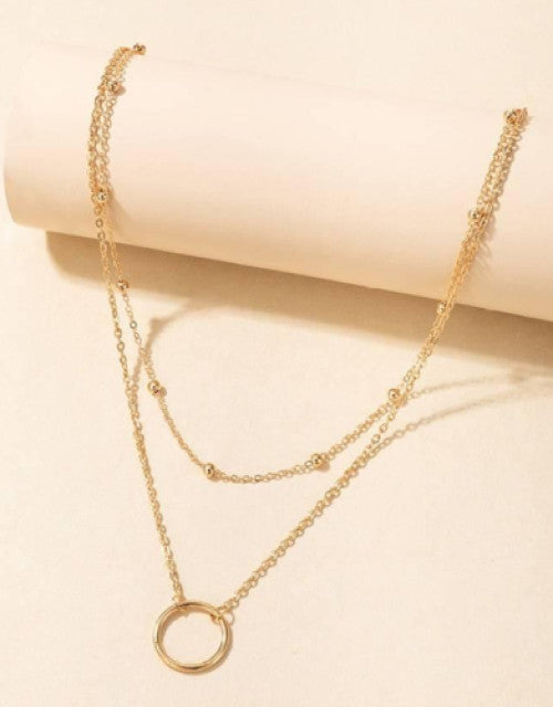 Double Layer Ring Necklace (Golden) - ShopzVibe