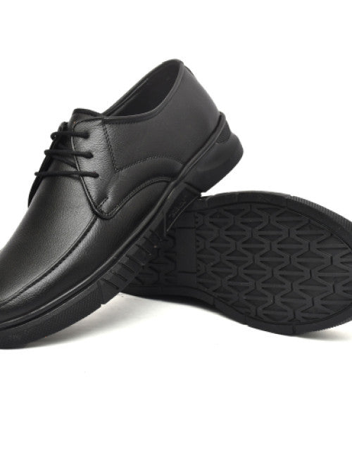 Genuine Leather Derby Lace Up For Men (Black) - ShopzVibe