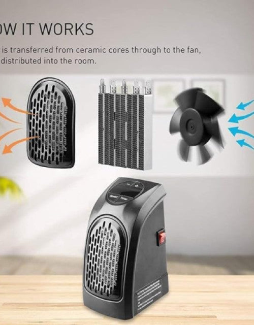 Handy Electric Heater Plug-In Heater, Mini Heater, Portable Room, Office, Bedroom Heater - ShopzVibe