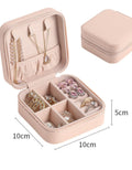 Jewelry Organizer PU Leather Zipper Portable Storage Box Case with Divider Container for Rings - ShopzVibe