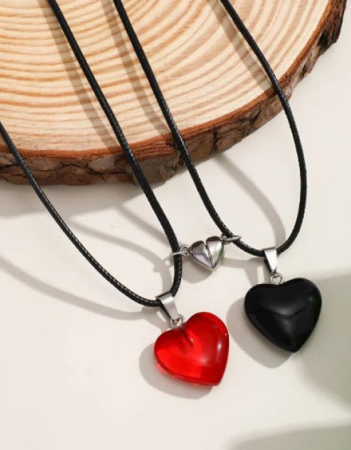 Magnet Couple Necklace Choker Heart Magnet Couple Pendant - ShopzVibe