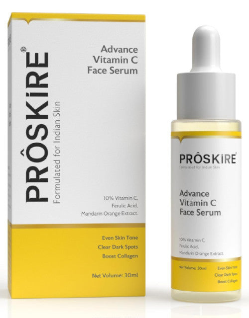 Proskire 10% Advance Vitamin C Serum With Ferulic Acid, For Dark Spots Pigmentation & Glowing Face - 30 ml (Pack of 2) - ShopzVibe