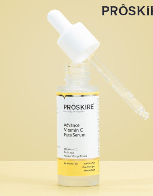 Proskire 10% Advance Vitamin C Serum With Ferulic Acid, For Dark Spots Pigmentation & Glowing Face - 30 ml (Pack of 2) - ShopzVibe