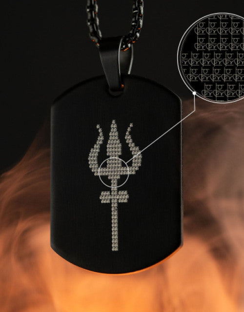 Shiv Trishul Carved Tag Necklace - ShopzVibe